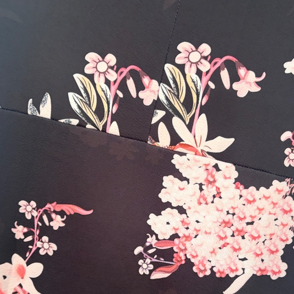Black Midi Dress with Pink Floral Pattern - Picture 7 of 8